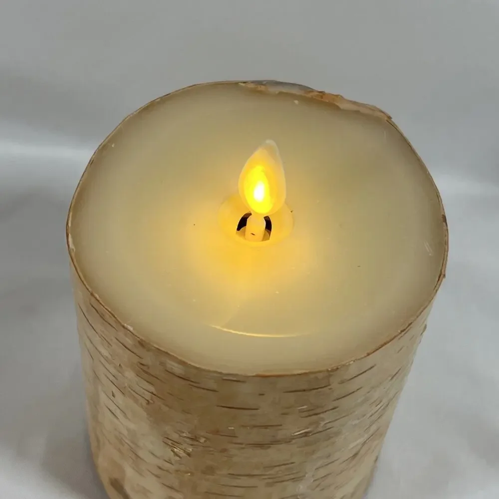 Luminara Real Bark Wrapped Battery Operated Flameless Wax Candle 3x4